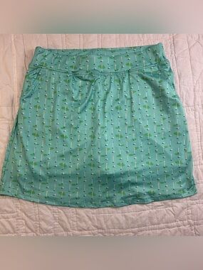 NWT Court Haley Golf Skort Medium Aqua Golf Flag Print Athletic Skirt Coastal